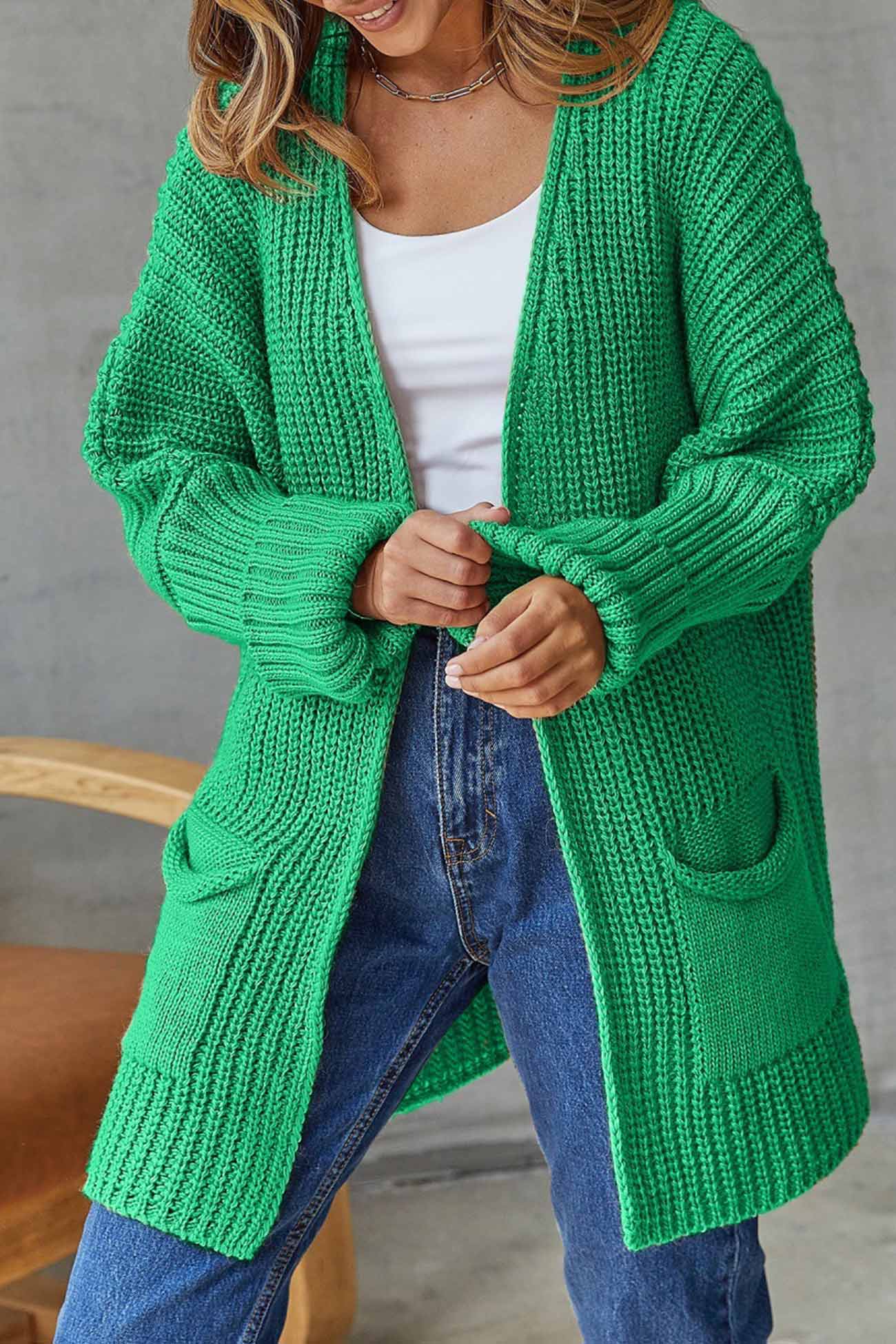 Cardigan Lungo Aperto con Nastro - Stile Semplice e Raffinato