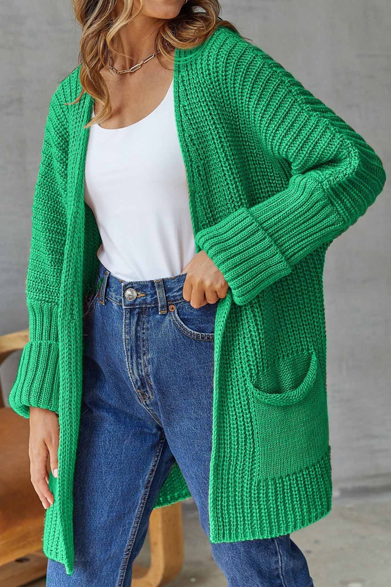 Cardigan Lungo Aperto con Nastro - Stile Semplice e Raffinato