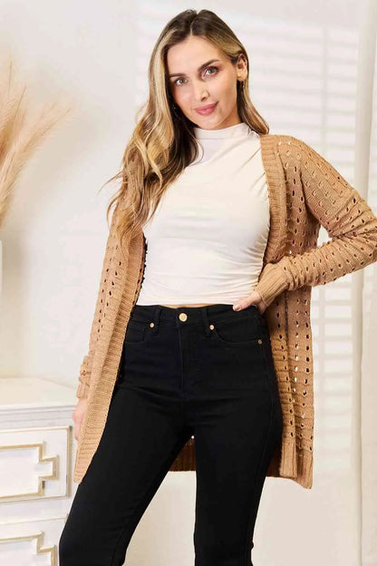 Allacciare "Giulia-Vibes Orizzontali Cardigan Aperto in Caramello