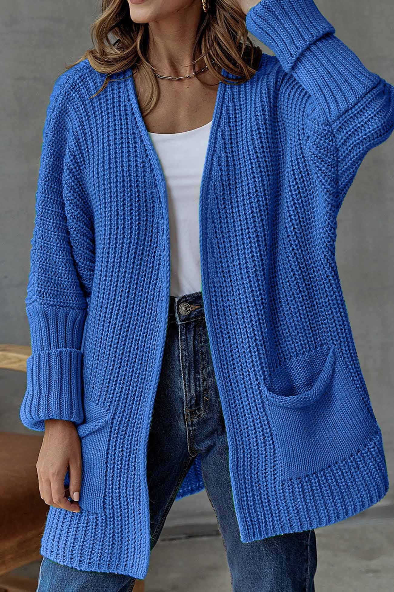 Cardigan Lungo Aperto con Nastro - Stile Semplice e Raffinato