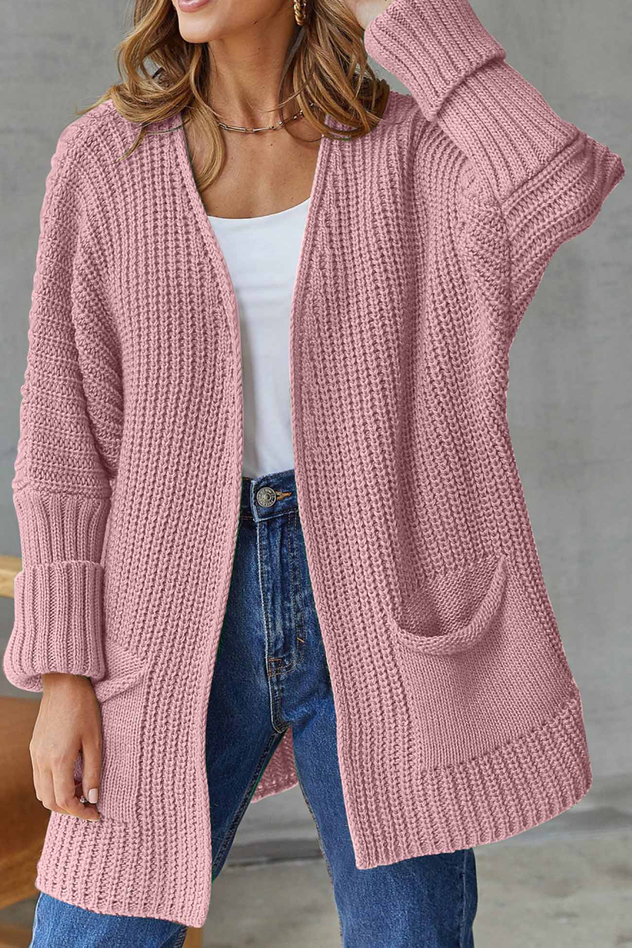 Cardigan Lungo Aperto con Nastro - Stile Semplice e Raffinato