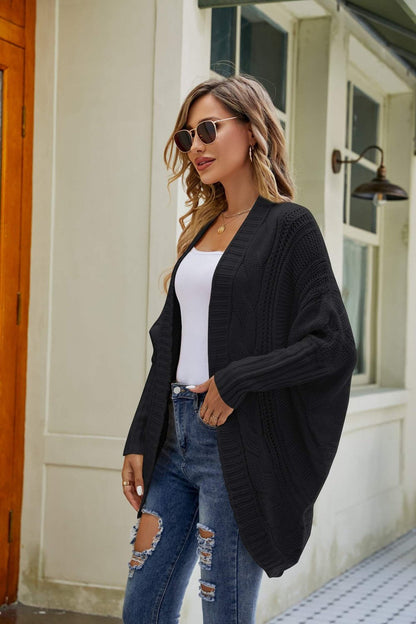 Cardigan Aperto a Maniche Dolman con Filato Misto