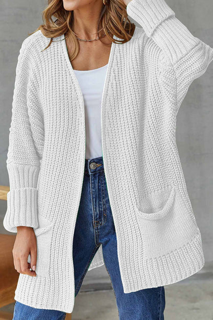 Cardigan Lungo Aperto con Nastro - Stile Semplice e Raffinato