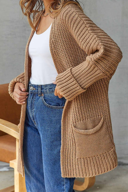 Cardigan Lungo Aperto con Nastro - Stile Semplice e Raffinato